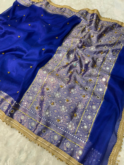 Premium Tissue Saree with ghoongru work