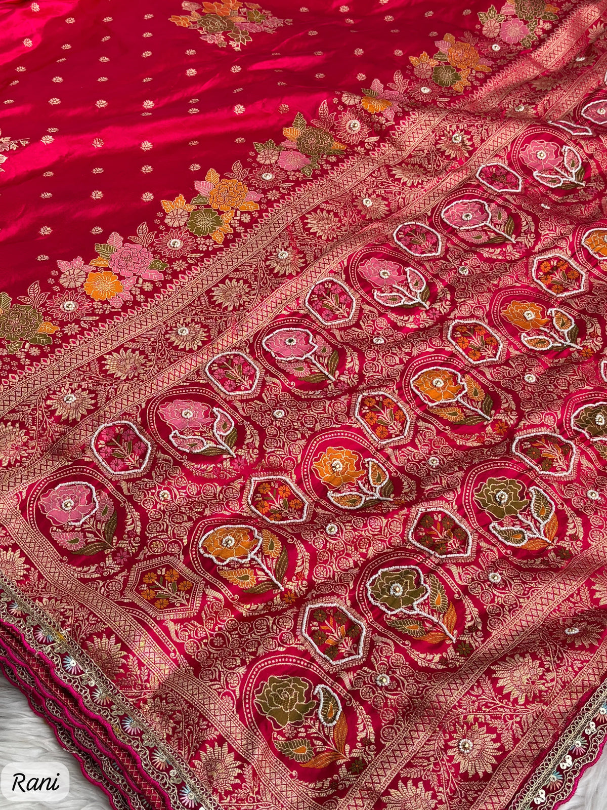 Pure Sartin saree with weaving &nbsp;jaquard nd mina work