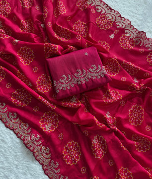 Beautiful Chinnon saree in bandhani print