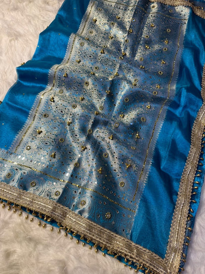 Premium ghungroo saree with mirror work