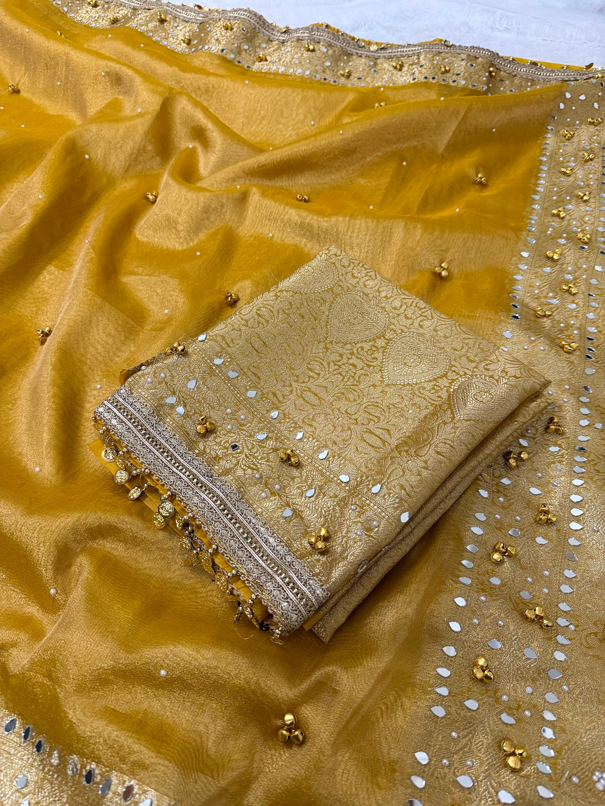 Banarasi Tissue Zari Weaving Border Saree x Ghungroo