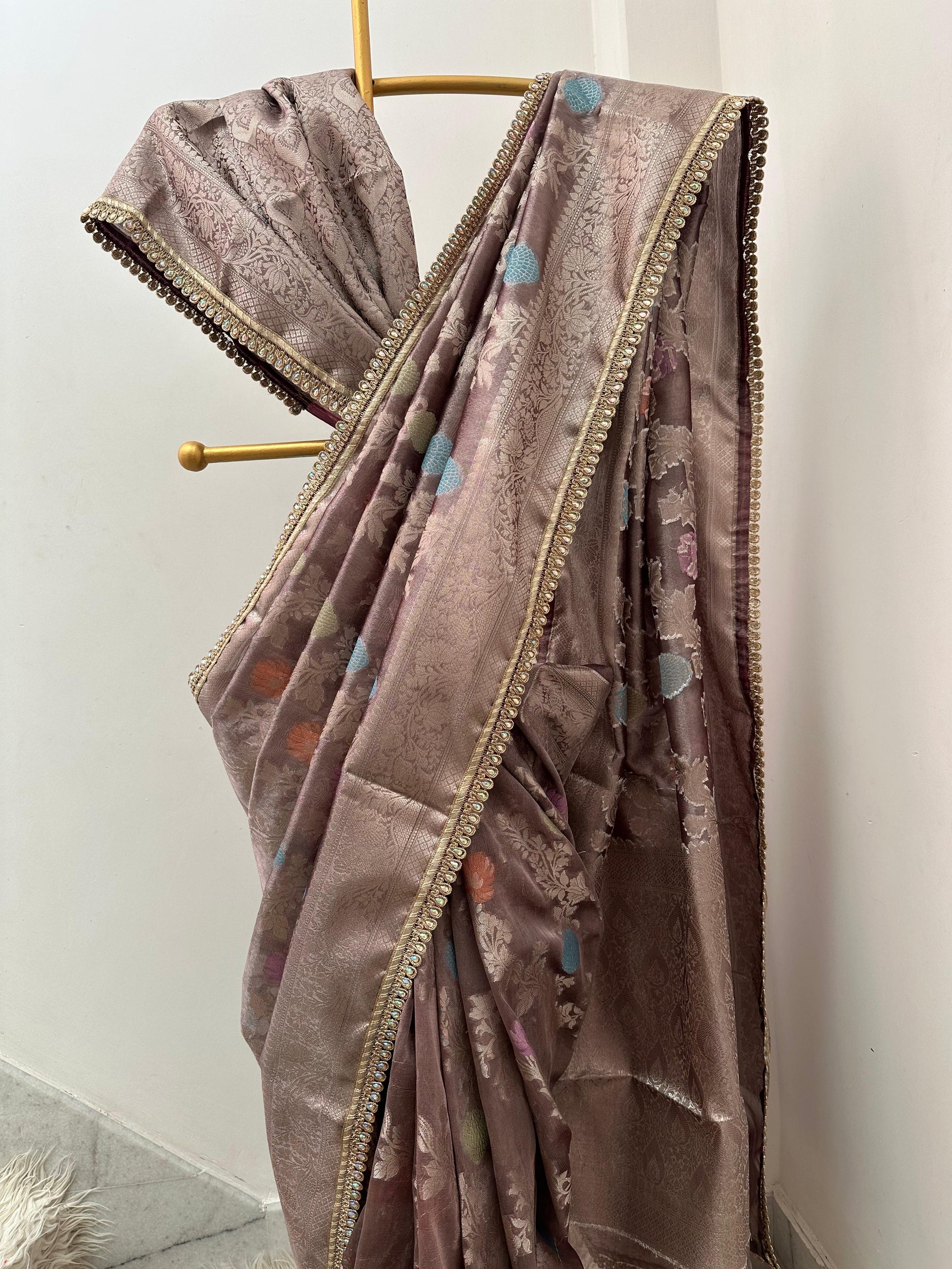 Premium tissue mina jaal saree