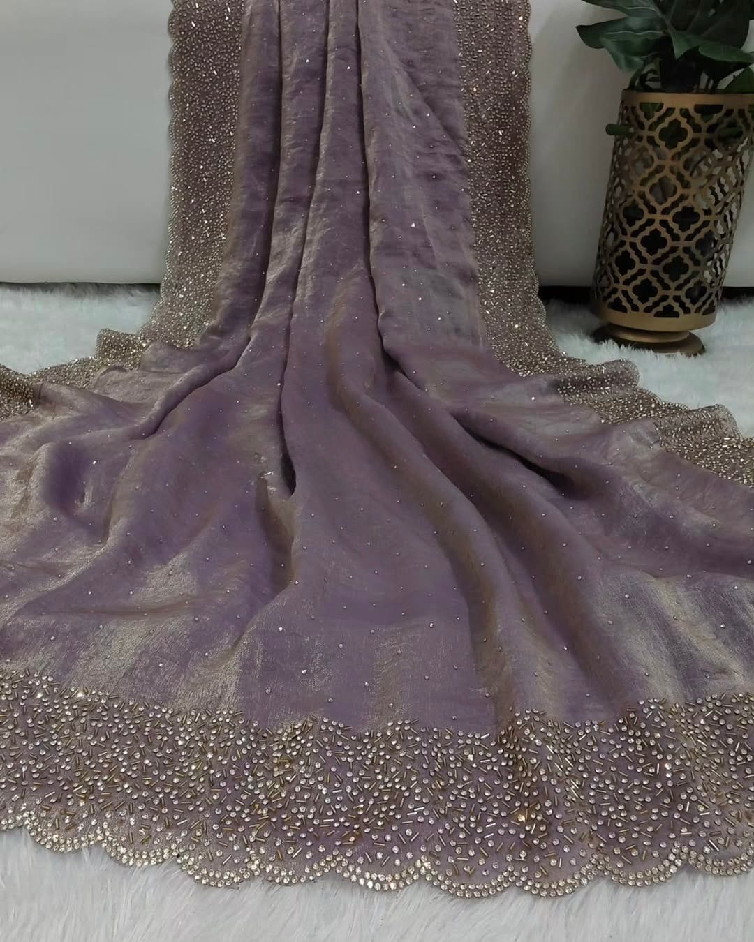 Beautiful saree in space silk fabric