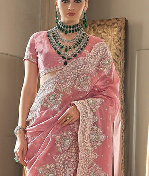 Gold cruncy soft Silk & Enhanced With embroidery work