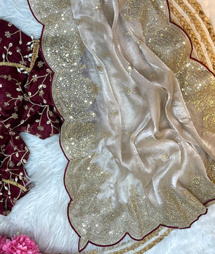 Pure Soft fendy chiffon saree with stitched blouse