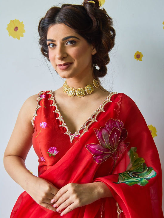 ✨Pure soft tebby silk with beautiful flower print & cutdena + pear handwork