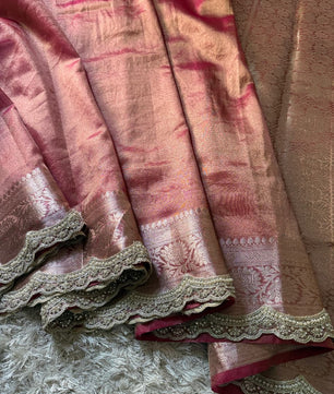 Banarasi Glass Plain Tissue Border Soft Saree