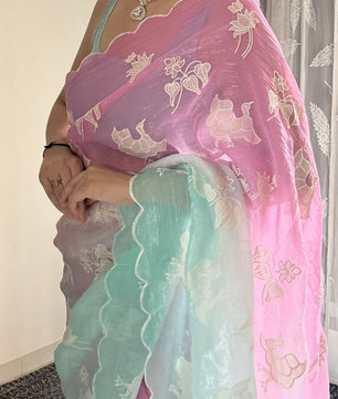 Beautiful dual shade silk saree