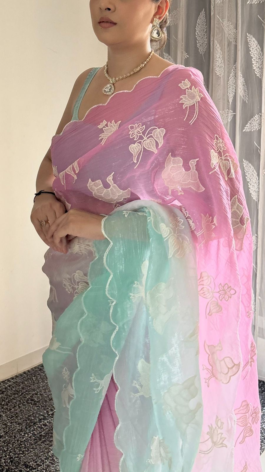 Beautiful dual shade silk saree