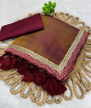 TISSUE GOLDEN SOFT SAREE