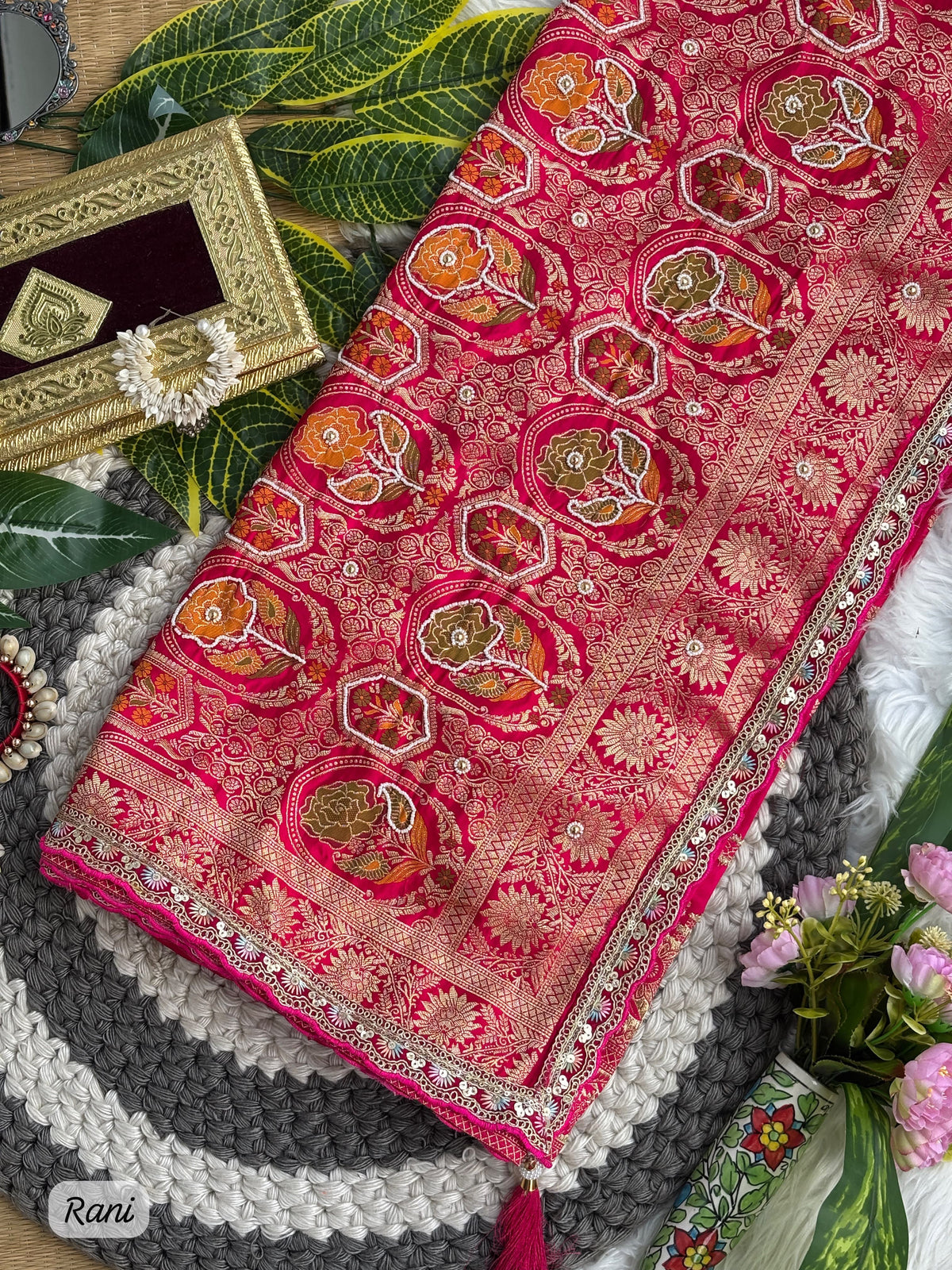 Pure Sartin saree with weaving &nbsp;jaquard nd mina work