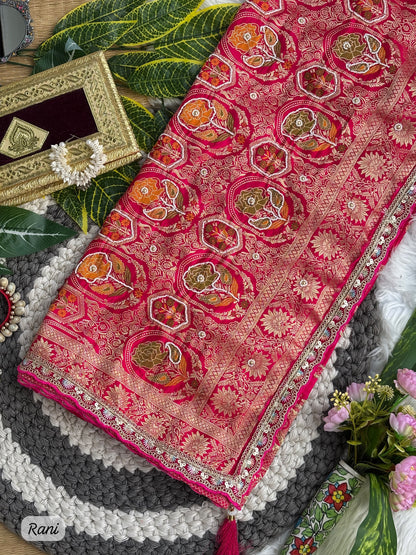 Pure Sartin saree with weaving &nbsp;jaquard nd mina work