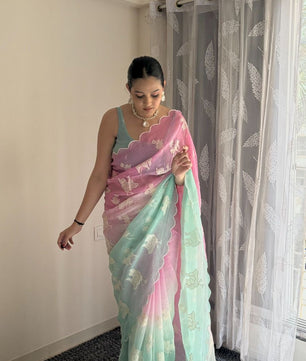 Beautiful dual shade silk saree