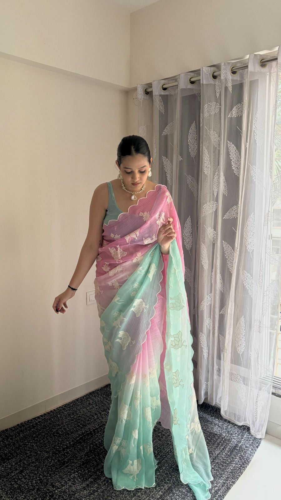 Beautiful dual shade silk saree