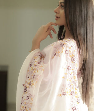 Gold crush soft Silk & Enhanced With embroidery , thread Work And sequence With Resham In Floral co