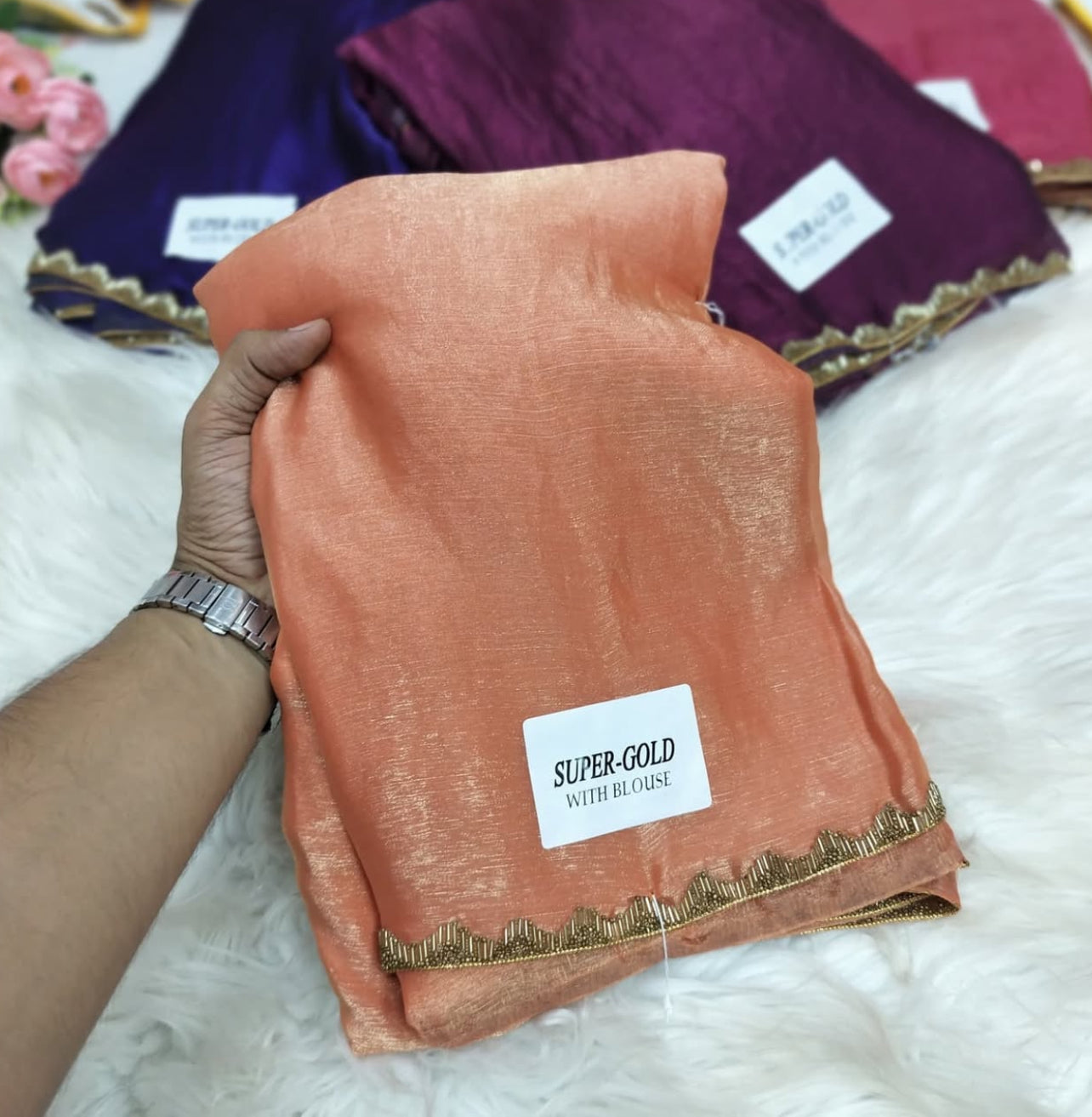 Most viral saree in Fandy silk fabric