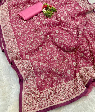 Shimmer  silk fabric chikankari work