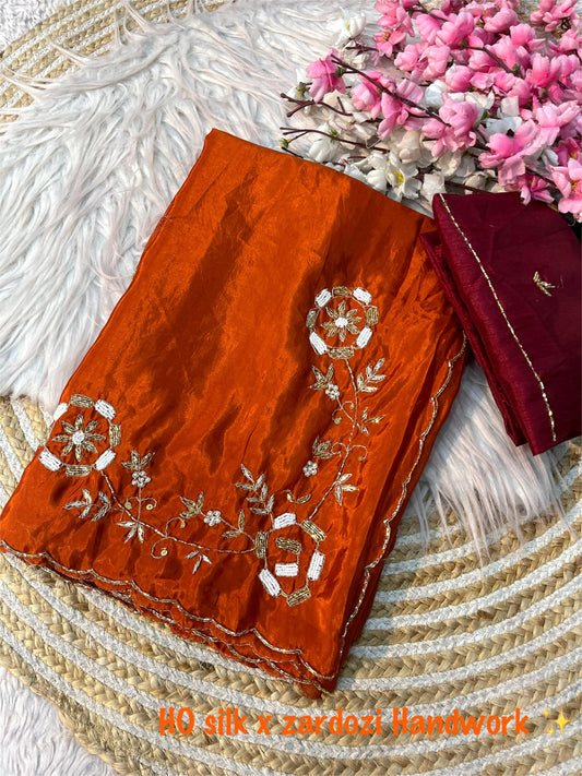Premium saree in soft shine silk fabric