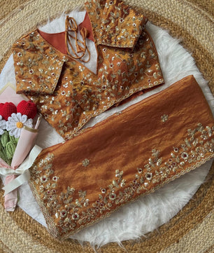 Soft Fendy Chiffon Saree With Heavy Embroidery Sequins And Thread Work All Over The Saree And Scallop Border*