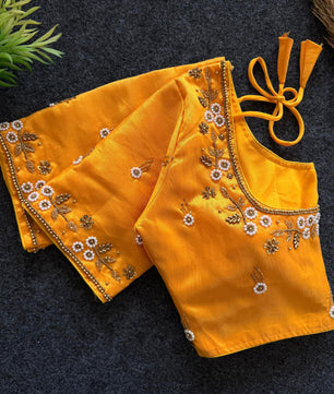 Beautiful handwork all over front nd sleves with designer handwork in blouse