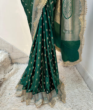 Authentic Banarasi premium mashru silk saree with Gold Zari weaving beautiful