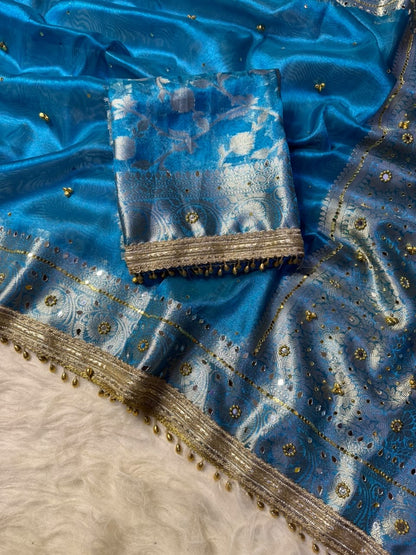 Premium ghungroo saree with mirror work