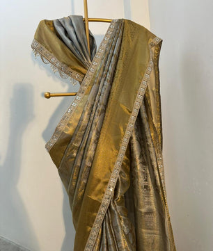 Authentic kanjivaram brocade tissue saree