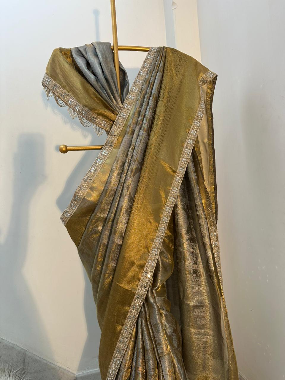 Authentic kanjivaram brocade tissue saree