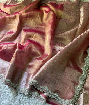 Banarasi Glass Plain Tissue Border Soft Saree