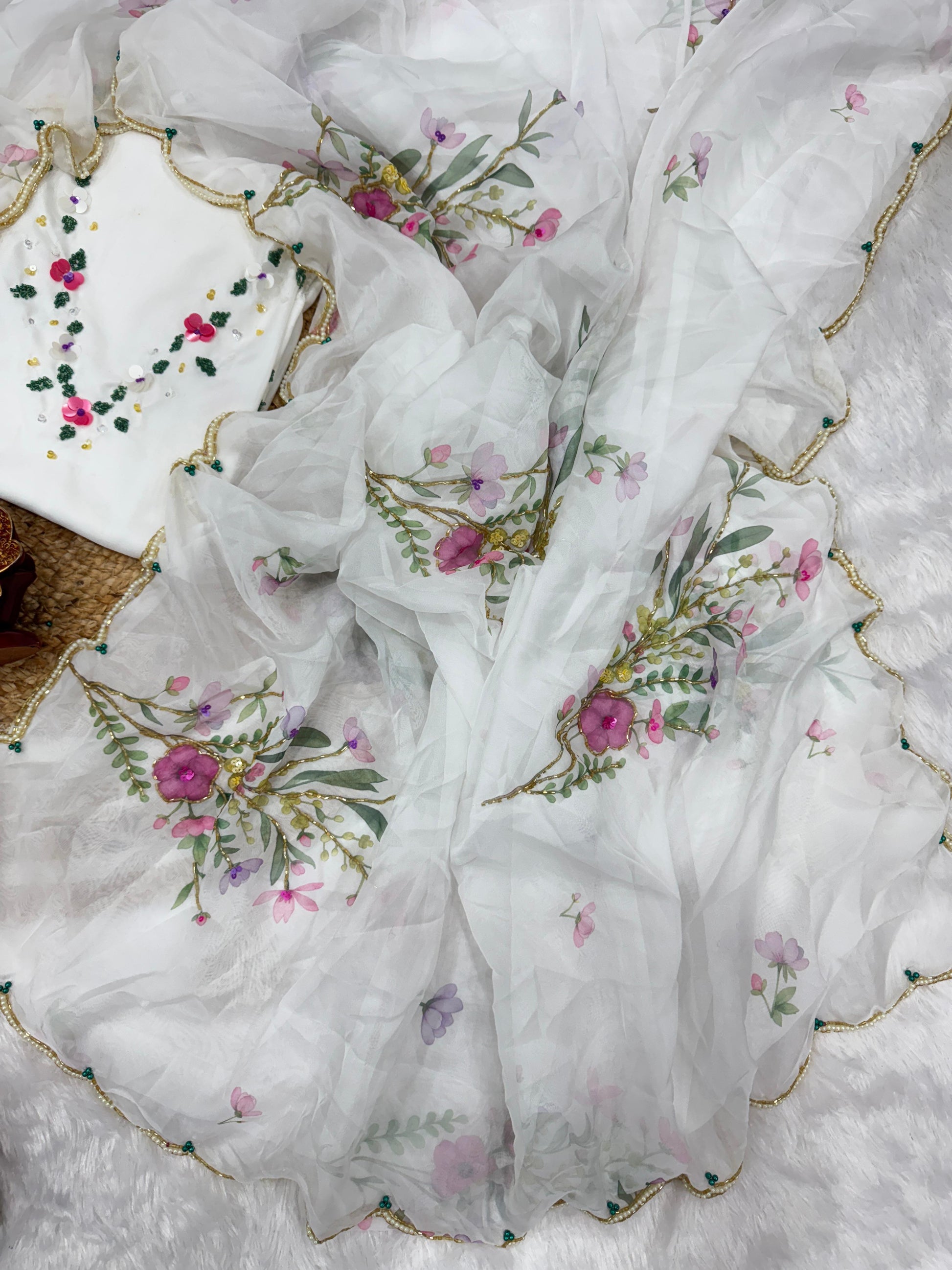 Fresh Arrival – Handwork Elegance Saree￼