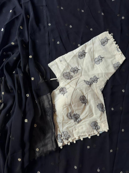 Blooming Georgette Saree with All-Over Sequin Butties