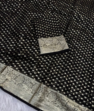 Pure Viscose Georgette Saree With Fancy Zari & Fancy Jecquard Border