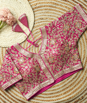 Beautiful multi work with sequence all over blouse