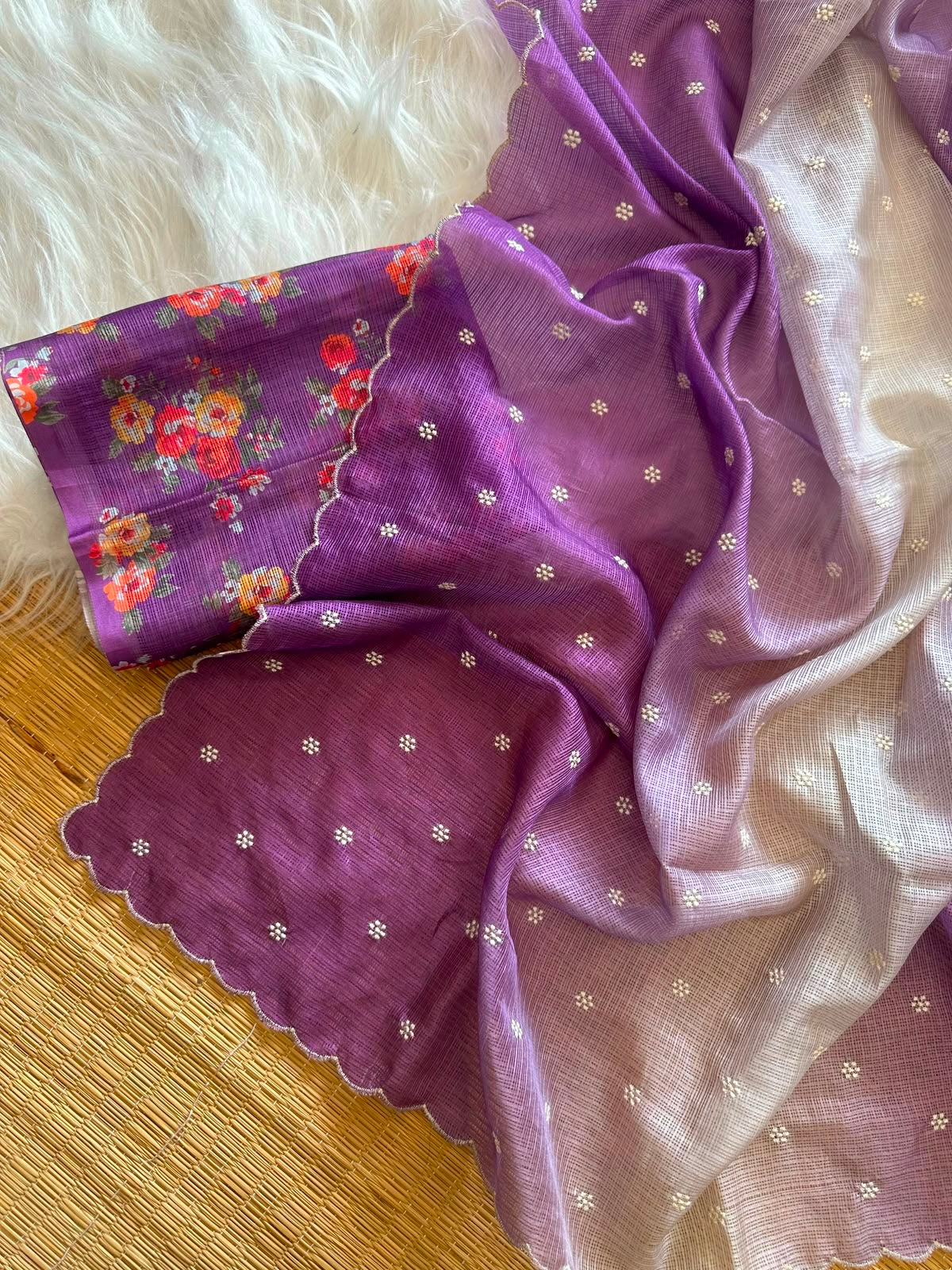 Orignal Doria saree with white butti