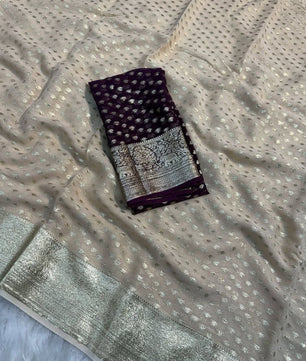Pure Viscose Georgette Saree With Fancy Zari