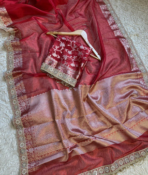 Banarasi Tissue Silk Heavy Lace Saree is crafted with luxurious and delicate silk fabric