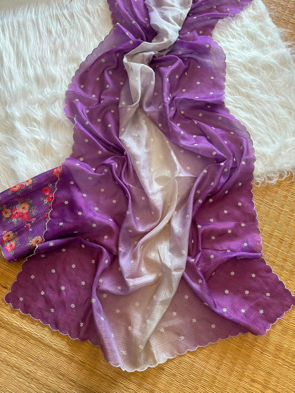 Orignal Doria saree with white butti