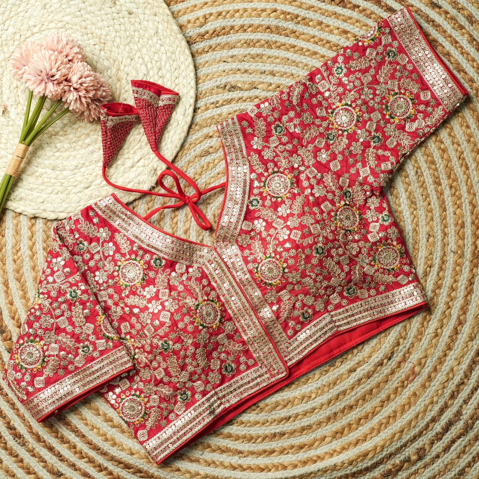 Beautiful multi work with sequence all over blouse