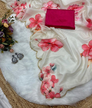 New Tebi silk with designer handwork saree