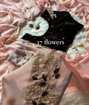 Soft rangoli silk saree with beautiful handwork cover with hand thread work and Unstich velvet blouse with handwork