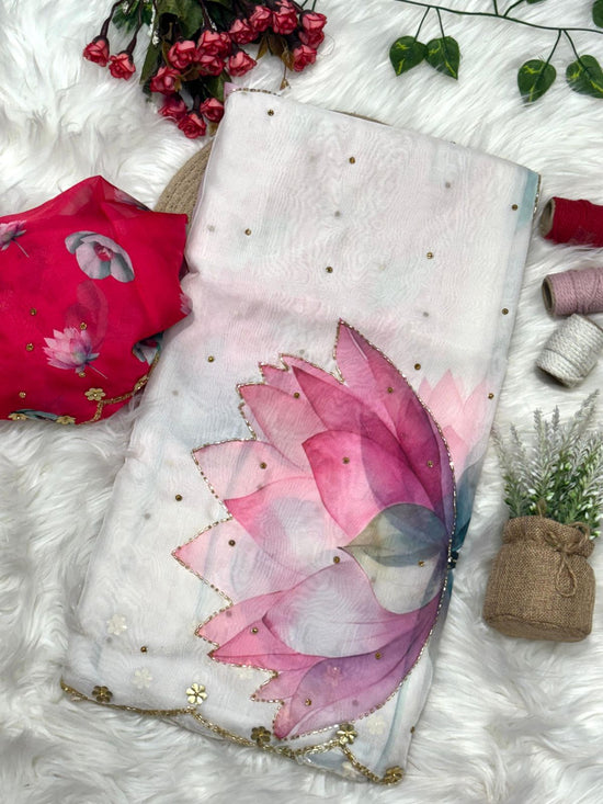 Pure Soft tibby silk fabric saree  with floral work