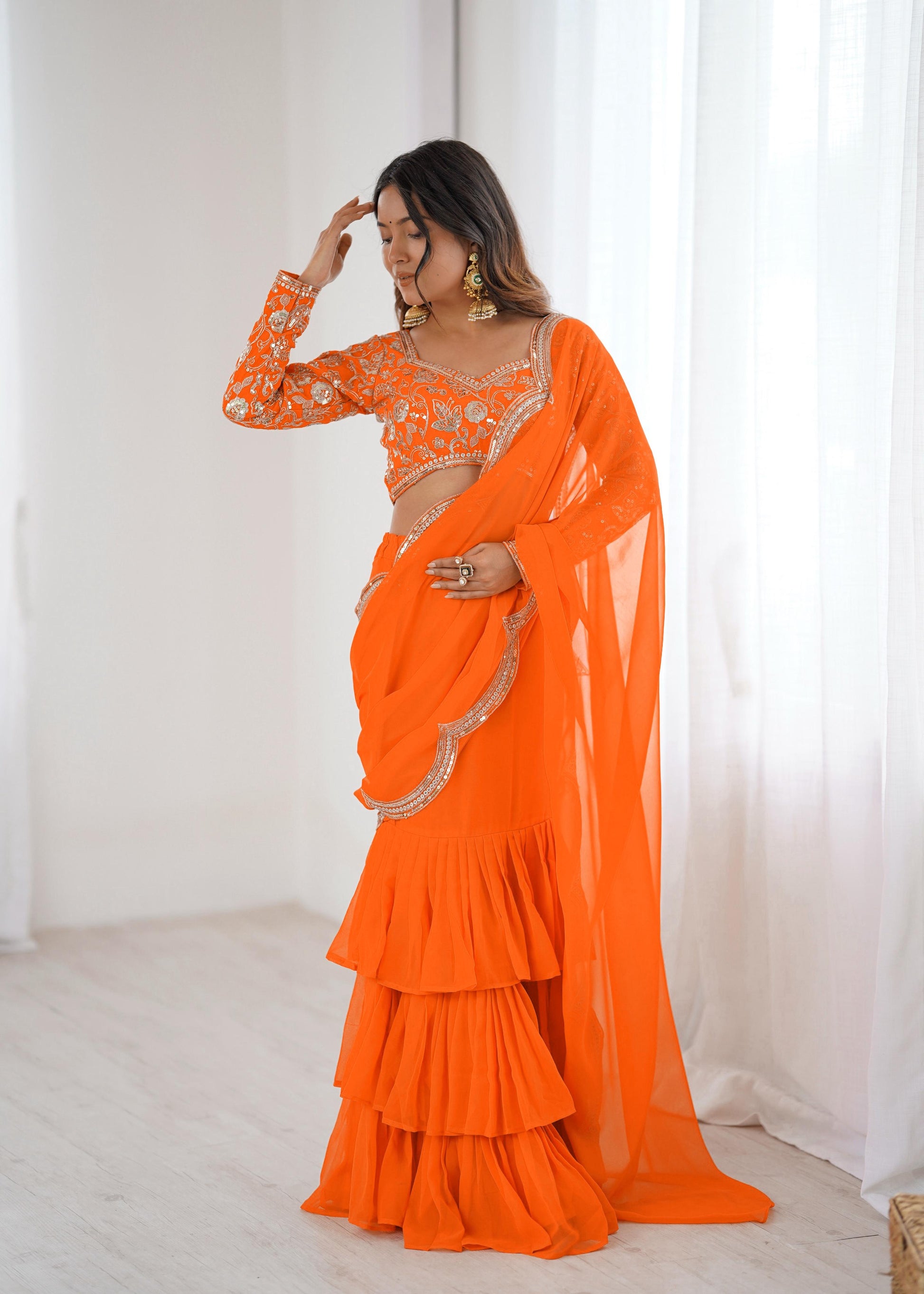 Beautiful faux Georgette ready to wear saree