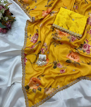 New demanded Moti work printed saree