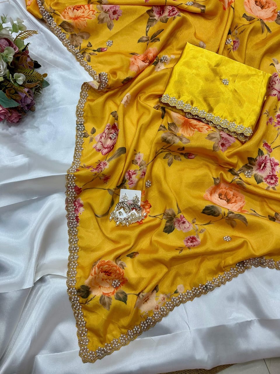 New demanded Moti work printed saree