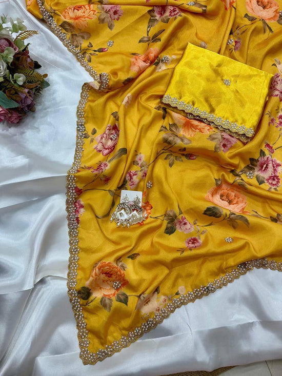 New demanded Moti work printed saree