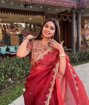 Designer Saree on Havy Organza Silk Febric