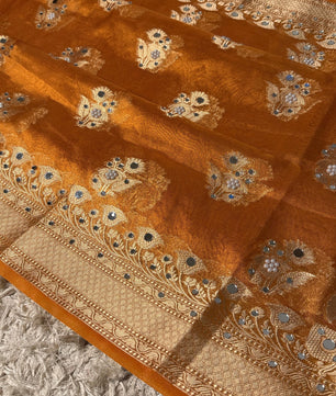 Masterpiece Glass Tissue Banarasi *Handwork* Stone, Mirror Work Saree