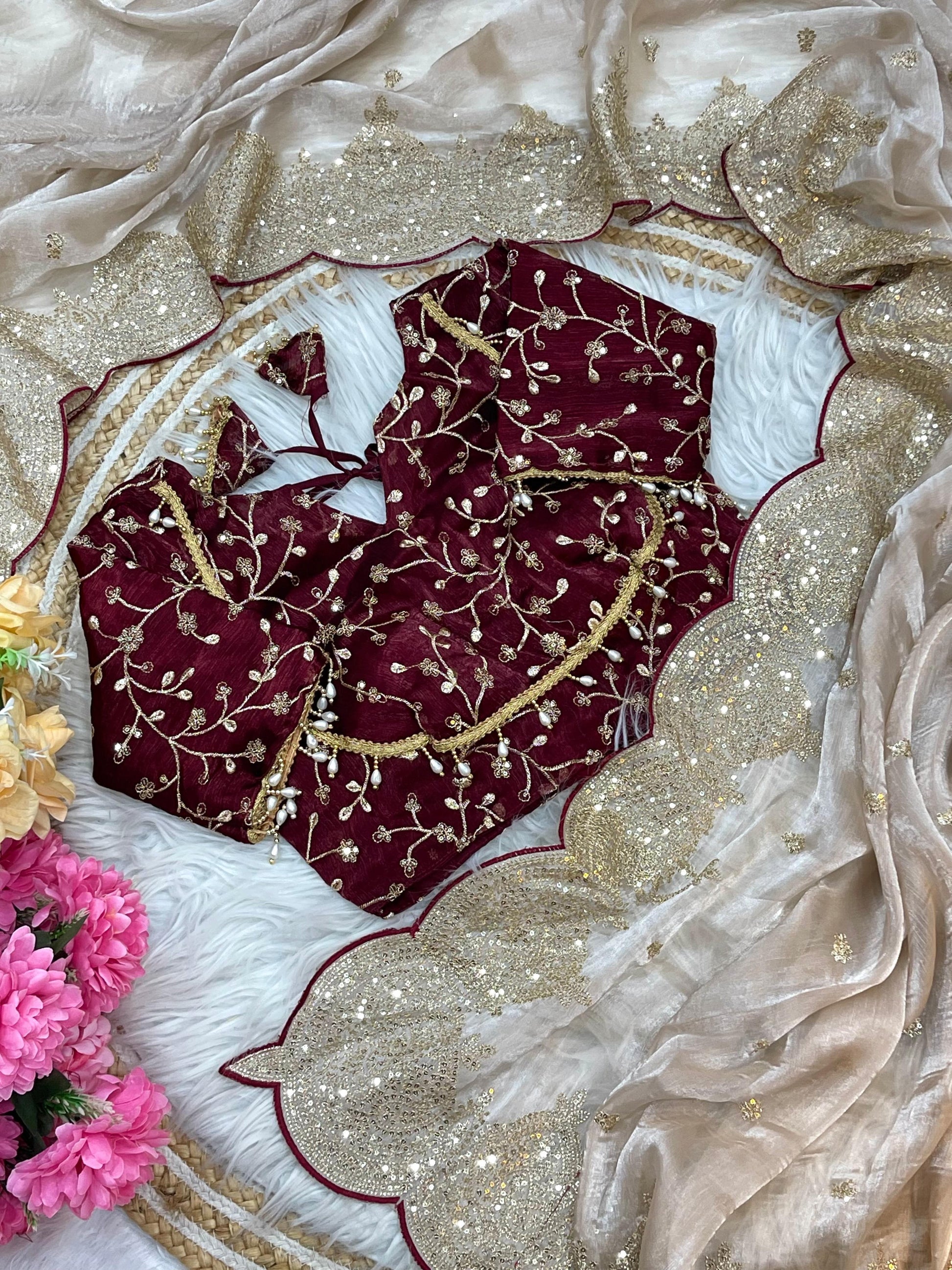 Pure soft fendy chiffon fabric with amazing embroidery  work