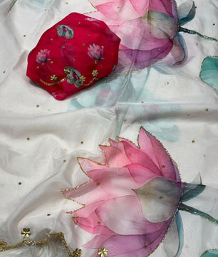 Pure Soft tibby silk fabric saree  with floral work