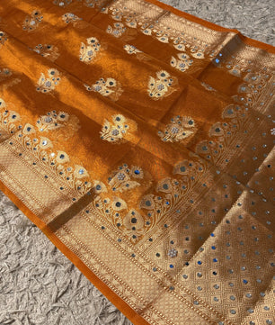 Masterpiece Glass Tissue Banarasi *Handwork* Stone, Mirror Work Saree